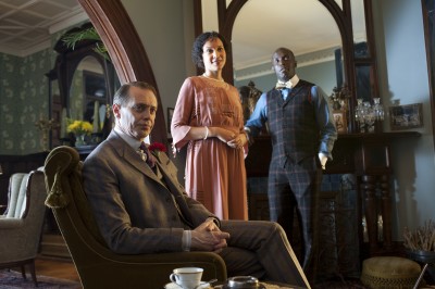 Steve Buscemi, Natalie Wachen, and Michael Kenneth Williams in a scene from season two, episode 1.