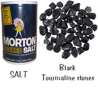 Simple table salt and black tourmaline stones is what I carried along for protection