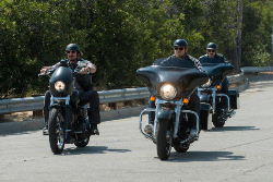 SONS OF ANARCHY--Toad's Wild Ride -- Episode 507 (Airs Tuesday, October 23, 10:00 pm e/p) -- Pictured: (L-R) Kim Coates as Alex 'Tig' Trager, Charlie Hunnam as Jackson 'Jax' Teller, Tommy Flanagan as Filip 'Chibs' Telford  -- CR: Prashant Gupta/FX