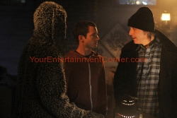 WILFRED: Episode 7: Truth (Airs Thursday, August 9, 10:00 pm e/p). Pictured: L-R: Jason Gann as Wilfred, Elijah Wood as Ryan, Dwight Yoakam as Bruce. CR: Patrick McElhenney/FX