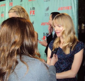 Lindsay Pulsipher who plays Preacher Billy's sister Cassie on the red carpet of the season 4 premiere.  