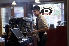 Jimmy looks a lot more comfortable with his new job as a barista than he did on the job with Fiona.