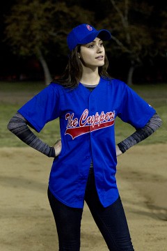 Fiona is in her element on the baseball field with her co-workers.
