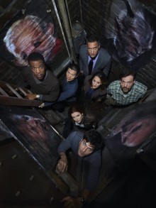GRIMM -- Season: 2 -- Pictured: (front) David Giuntoli as Nick Burkhardt, Bree Turner as Rosalee; (l-r) Russell Hornsby as Hank Griffin, Reggie Lee as Sgt. Wu, Sasha Roiz as Cpt. Renard, Bitsie Tulloch as Juliette Silverton, Silas Weir Mitchell as Monroe -- (Photo by: Michael Muller/NBC)
