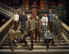 Revolution: Pictured: (l-r) Anna Lise Phillips as Maggie, Graham Rogers as Danny, Tim Guiee as Ben, David Lyons as Bass Monroe, Billy Burke as Miles, Tracy Spiridakos as Charlie, Maria Howell as Grace, JD Pardo as Nate, Zak Orth as Aaron, Giancarlo Esposito as Lt. Neville -- (Photo by: Nino Munoz/NBC)
