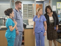 Gloria explains to Jackie, Thor, and temp nurse Marta (Marcy Harriell) that Jennifer isn't really lost.