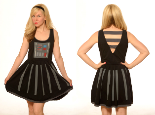 Darth Vader is definitely a style icon and especially at Comic-Con! His classic all black look is very sleek, dramatic and stunning. Inspired by Darth Vader, we've put our own Her Universe twist on the LBD (little black dress) and designed an A-line dress that will cause others to say that you look, "Impressive. Most Impressive."