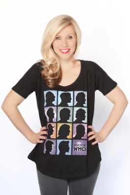 In celebration of the 50th Anniversary of Doctor Who, Ashley designed this new fashion top featuring the profiles of all 11 Doctors. Everyone has a favorite Doctor but this is the year to honor all 11 men who have portrayed this classic character for this amazing series! Available at San Diego Comic-Con and online.