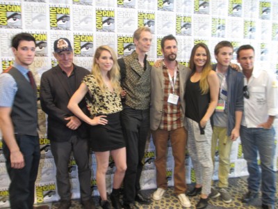 Unfortunately, there were no pictures or video allowed during the interviews, but the publicists were kind enough to give us a chance to take a whole cast picture. L-R: Drew Roy, Will Patton, Sarah Carter, Doug Jones, Noah Wyle, Moon Bloodgood, Connor Jessup, Colin Cunningham