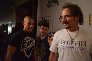 Theo Rossi & Kim Coates arrive during the Boot Campaign Rally & Ride red carpet.