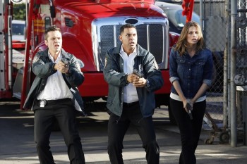 L-R: Ryan, Espo, and Kate head over to a salvage yard when they track Castle's cell phone