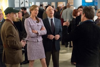 L-R: Jim, Mary Weldon, and Dr. Lerner listen uncomfortably as Keith inserts his foot into his mouth insulting "female empowerment"