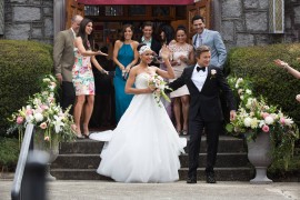(L-R, B-F) Alex Fernandez, Roselyn Sanchez, Ana Ortiz, Drew Van Acker, Edy Ganem, Judy Reyes, Ivan Hernandez, Dania Ramirez and Grant Show star in Lifetime’s hit series Devious Maids on Lifetime. Photo by Bob Mahoney