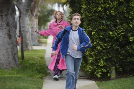 THE GOLDBERGS - "Goldbergs Feel Hard" - When Erica gets accepted into a summer arts school, Beverly insists on throwing her a going-away party. Just as she departs for ten weeks, Beverly overly shows her affections while Murray struggles to tell Erica how he really feels. Meanwhile, Barry decides to be the school mascot to be closer to Lainey, but unbeknownst to him, their rival school is planning to beat up the mascot at the upcoming game, on the season finale of "The Goldbergs," WEDNESDAY, MAY 13 (8:30-9:00 p.m., ET) on the ABC Television Network. (ABC/Eric McCandless) WENDI MCLENDON-COVEY, SEAN GIAMBRONE