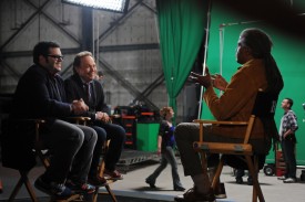 THE COMEDIANS -- "Orange You the New Black" Episode 106 (Airs Thursday, May 14, 10:00 pm e/p) -- Pictured: (l-r) Pictured: (l-r) Josh Gad as Josh, Billy Crystal as Billy, Elvis Mitchell as Elvis. CR: Ray Mickshaw/FX.
