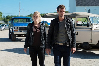 HAVEN -- "New World Order" Episode 514 -- Pictured: Emily Rose as Audrey Parker, Lucas Bryant as Nathan Wuornos -- (Photo by: Mike Tompkins/Haven 5 Productions/Syfy)