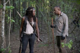 Danai Gurira as Michonne and Lennie James as Morgan - The Walking Dead _ Season 6, Episode 1 - Photo Credit: Gene Page/AMC