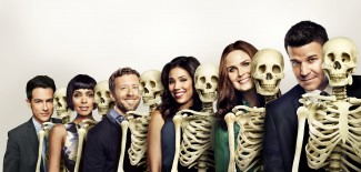 S11 BONES: Cast L-R: John Boyd, TJ Thyne, Tamara Taylor, Michaela Conlin, Emily Deschanel and David Boreanaz. ©2014 Fox Broadcasting Co. Cr: FOX