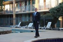Travel Channel’s Anthony Melchiorri inspects a Louisiana hotel pool in an upcoming episode of “Hotel Impossible”