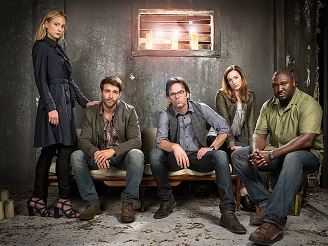 Pictured (L-R) Nora Arnezeder as Chloe Tousignant, James Wolk as Jackson Oz, Billy Burke as Mitch Morgan, Kristen Connolly as Jamie Campbell and Nonso Anozie as Abraham Kenyatta Photo by Timothy Kuratek/ CBS ©2015 CBS Broadcasting Inc. All Rights Reserved