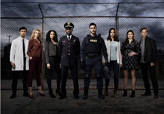L to R: George Young (Dr. Victor Cannerts), Claudia Black (Dr. Sabine Lommers), Christina Moses (Jana Mayfield), David Gyasi (Major Lex Carahan), Chris Wood (Jake Riley), Kristen Gutoskie (Katie Frank), Hanna Mangan Lawrence (Teresa Keaton) and Trevor St. John (Leo Greene).