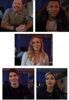 Top (l-r) Marc Guggenheim and Franz Drameh; (center) Caity Lotz; Bottom (l-r) Brandon Routh and Ciara Renée