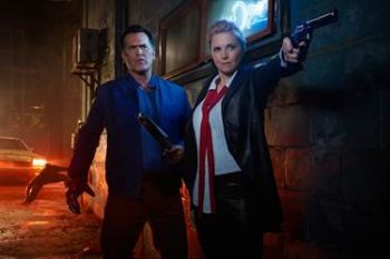 Bruce Campbell and Lucy Lawless in Season 2 of ASH vs EVIL DEAD