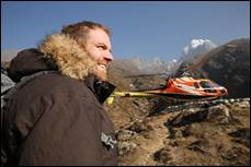Josh Gates on his way to Everest base camp in Nepal