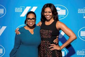 Oprah Winfrey and First Lady Michelle Obama at the United State of Women Summit in 2016.