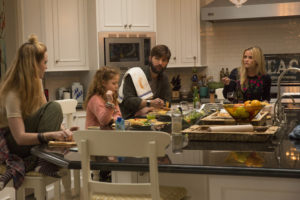 L-R Abigail, Chloe, Ed, and Madeline during a typical dinner at their house,